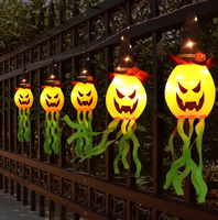 Lumières suspendues fantôme Citrouille d'Halloween 5 en ligne, alimentées par piles, pour décoration extérieure, intérieure, jardin, porche, fête, maison, vacances