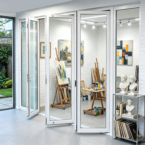 Porte pliante en aluminium à rupture de pont thermique NFRC, résistante aux intempéries et aux impacts des ouragans, moderne, pour balcon - Product Image 1