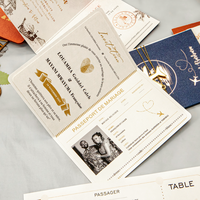 Carte de vœux personnalisée Nicro à succès avec dorure à chaud, design unique de carte d'embarquement et enveloppe, cartes d'invitation de mariage type passeport