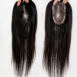 Topper de Cabello Humano 3*5 Mono Base 100% Remy con 4 Clips, Transpirable, para Mujer - Product Image 1