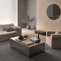 Table basse de luxe minimaliste durable, aspect haut de gamme, pour salon, usage domestique, table à thé carrée, petit appartement, finition mate brossée