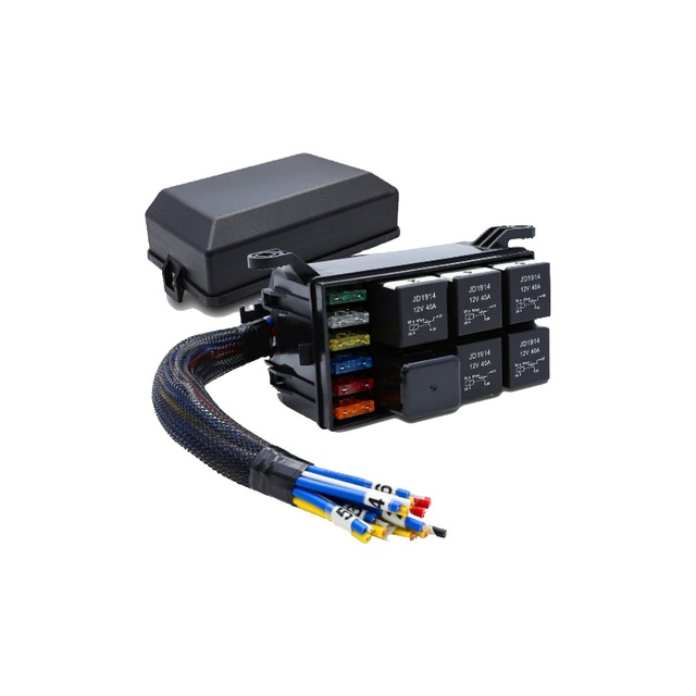 DAMAVO Custom Universal 6-Way Auto Fuse Box with Relay New for Marine Automotive Construction Made in China