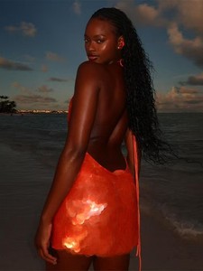 Sexy senza schienale profondo scollo a V <span class=keywords><strong>arancione</strong></span> per le vacanze di compleanno abiti da sera per feste donna <span class=keywords><strong>Mini</strong></span> <span class=keywords><strong>abito</strong></span> con paillettes - Product Image 4