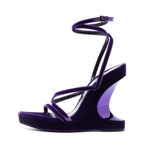 Sandales <span class=keywords><strong>à</strong></span> bout ouvert en velours de luxe personnalisées <span class=keywords><strong>talon</strong></span> haut épais avec <span class=keywords><strong>talon</strong></span> <span class=keywords><strong>compensé</strong></span> en métal personnalisé chaussures habillées <span class=keywords><strong>à</strong></span> bout carré style sexy - Product Image 2