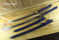 Épée Katana bleue faite à la main, ensemble de jouets, épée en bambou pour la décoration de la maison SS031