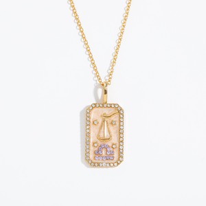 Vente en gros tendance de bijoux en alliage de cuivre et de zircon coloré collier pendentif signe du <span class=keywords><strong>zodiaque</strong></span> plaqué or - Product Image 4