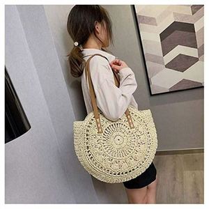 Venta al por mayor: Bolsos de paja para niños con borlas, bolsos de axila para mujer con cierre de concha, de ratán. - Product Image 4