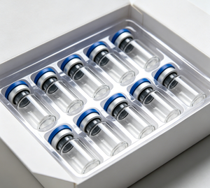 Flacon en verre transparent avec bouchon à sertir composite bleu et argenté, kit d'échantillons cosmétiques à plat, simple ou multi-pièces - Product Image 4