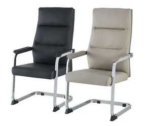 Chaise de bureau visiteur cantilever à dossier haut en cuir PU avec structure chromée - Product Image 2
