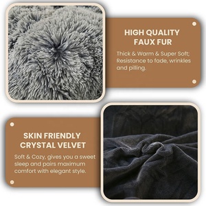 Shaggy <strong>Fluffy</strong> Faux Fur <strong>Duvet</strong> <strong>Cover</strong> Set Button Closure Velvety Bedding Set Comforter <strong>Cover</strong> with Pillowcase - Product Image 6
