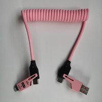 Câble de données rétractable 4-en-1 en alliage à charge ultra-rapide 65W Spring PD pour téléphone portable, compatible avec [marques] et DaoWang