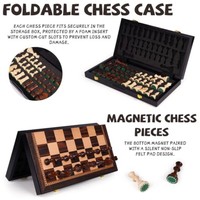 Jeu d'échecs en bois et acrylique, échiquier pliable, pièces en acrylique lestées, emplacements de rangement pour adultes, cadeau de déménagement ou de retraite - Trade