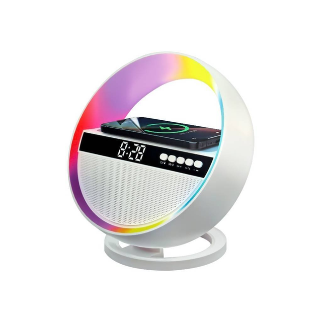 Top Fashion Multi-function Digital Display Alto Falante LED Colorful Alarm Clock BT Speaker With Fast Wireless Charging