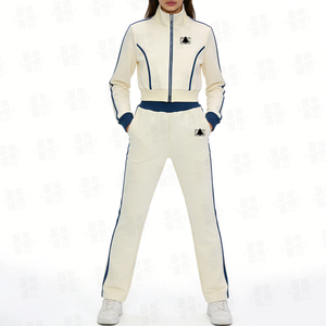 ชุดเซ็ทลำลองผ้าฝ้าย OEM สองชิ้น สำหรับฤดูใบไม้ผลิ  ปักลายแฟชั่นสไตล์สปอร์ต ทรงเข้ารูป  เสื้อแจ็คเก็ตคอเต่าแบบมีซิป  ชุดวอร์มผ้าเจอร์ซีย์สั่งทำพิเศษ - Product Image 4