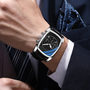 Luxury Leather Strap <strong>Rectangular</strong> Waterproof Luminous Quartz Watches for Men - Product Image 3