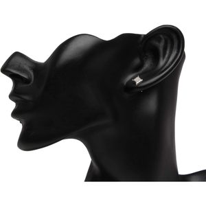 Pendientes de Diamantes Ornaatis, 0.10 Quilates en Total, Corte Redondo, Color G-H, Claridad I, Plata de Ley 925, Engaste Cuadrado, 6 mm, para Mujer - Product Image 3