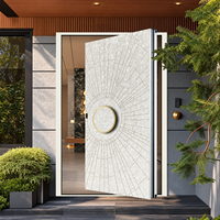Porte d'entrée pivotante moderne en aluminium avec finition bois personnalisée pour jardin, cour, villa et maison
