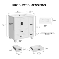 Ensemble de meuble-lavabo de salle de bain intelligent sur pied, personnalisable et moderne, avec miroir, coiffeuse et lavabo - Conception étanche