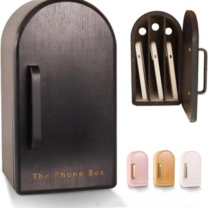 Caja <span class=keywords><strong>de</strong></span> teléfono <span class=keywords><strong>de</strong></span> madera, 3 secciones, tiene 6 agujeros <span class=keywords><strong>de</strong></span> carga para teléfonos, soporte <span class=keywords><strong>de</strong></span> autodisciplina para niños y adultos, evita la adicción al teléfono móvil - Product Image 5