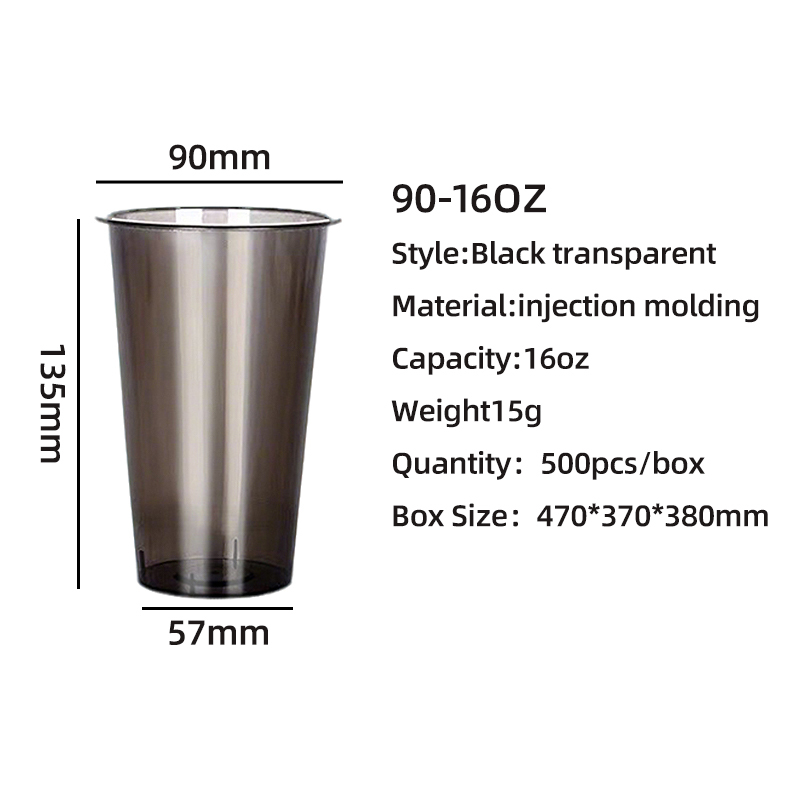 Gobelet moulé par injection noir transparent 90-500