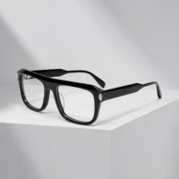Gafas Ópticas de Acetato con Remaches Retro Vintage de Alta Gama, Diseño Nuevo 2025, Montura Rectangular Negra de Acetato, Unisex
