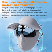 Casquette de protection solaire unisexe en soie glacée avec visière intégrée et lunettes de soleil intégrées pour l'extérieur