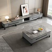 Vente en gros de meuble TV design simple meuble TV moderne de luxe blanc avec dessus en pierre frittée meuble TV en bois extensible mobile