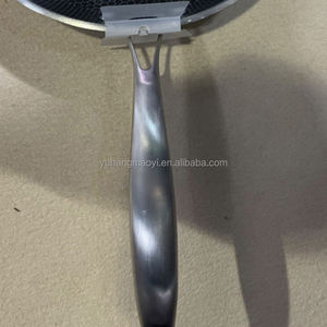 Sartén de panal de acero inoxidable profesional de alta calidad, <span class=keywords><strong>Wok</strong></span> antiadherente, <span class=keywords><strong>Wok</strong></span> de cocina de hierro antiadherente sin revestimiento con mango - Product Image 6