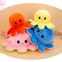 Jouet animal de poulpe à rabat double face mignon unisexe oreiller en peluche réversible personnalisé super doux rempli de PP cadeau d'anniversaire