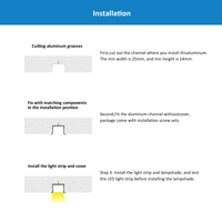 Profilé LED en aluminium anodisé noir argenté série 2515A 6000, 3m, encastré, pour mur, armoire, plafond