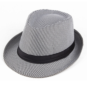 Cappello Fedora <span class=keywords><strong>Trilby</strong></span> da uomo estivo in cotone a righe e quadri inglesi grigio chiaro L/XL 58cm - Product Image 1