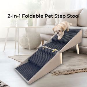 Rampe pliable 2-en-1 pour animaux de compagnie, marchepied pour chien, escalier pour lit, rangement compact, mobilier pour animaux - Product Image 2