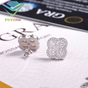 Boucles d'oreilles tendance en forme de feuille, diamants moissanite VVS, plaqué or, argent sterling 925, testeur de diamants inclus, certificat GRA, cadeau unisexe - Product Image 3