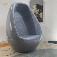 Fauteuil lounge en fibre de verre au design moderne et créatif, fauteuil d'appoint aubergine, fauteuil en forme de coquille d'œuf avec support