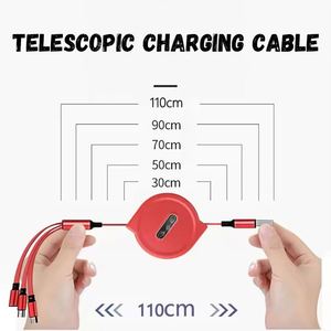 Promotional Gift 12W Fast <b>Charging</b> <b>3</b>-in-1 USB Cable Retractable 3A <b>3</b>-in-1 Data Cable for Mobile Phones Type C Phone Cable - Product Image 2