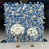 Panneau de fond 3D en tissu enroulable, personnalisé, de luxe, écologique, rose, avec grandes têtes de roses en soie, pour mariages et Noël