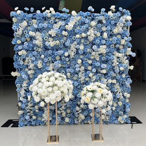 Panneau de fond 3D en tissu enroulable, personnalisé, de luxe, écologique, rose, avec grandes têtes de roses en soie, pour mariages et Noël - Product Image 6
