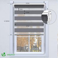 Stores enrouleurs zébrés jour/nuit modernes à clips, double couche translucide/occultant pour fenêtres à la française, 100 % polyester, toutes saisons