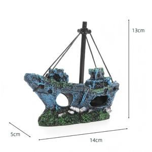 Ornement de résine PKY en forme de navire en ruine, décoration d'aquarium, bateau coulé creux, sous-<span class=keywords><strong>marin</strong></span>, avion, grotte cachette pour poissons, aquarium - Product Image 3