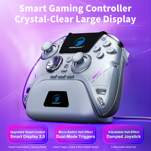 คอนโทรลเลอร์ Honcam สำหรับพีซี หน้าจอสัมผัสไร้สาย แบตเตอรี่ 1800mAH จอยสติ๊กแบบ Hall Effect พร้อมไฟ RGB สำหรับพีซี สวิตช์ และ PS4 - Product Image 2