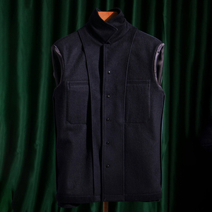 Vestes à col montant en cachemire de viquina, poches à boutons-pression, logo personnalisé, boutonnage uni, teinture unie, fermeture simple boutonnage, ODM - Product Image 3