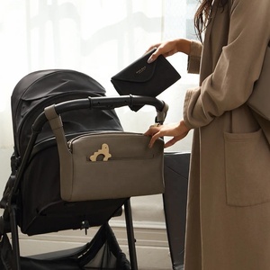 Sac de rangement pour poussette en cuir PU, personnalisé, avec compartiment isotherme, pour couches et accessoires de bébé - Prix de gros - Product Image 4
