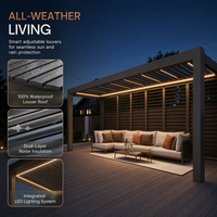 Pergola motorisée en aluminium quatre saisons avec panneaux d'enceinte amovibles, imperméable, coupe-vent, écologique, pour balcon ou gazebo