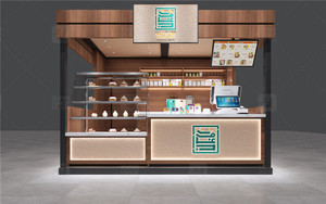 Kiosque de café tendance pour centre commercial, mobilier personnalisé en bois, idées de design créatif - Product Image 3