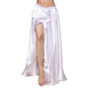 Jupe <span class=keywords><strong>de</strong></span> <span class=keywords><strong>danse</strong></span> orientale pour femme avec fente unique - Jupe <span class=keywords><strong>de</strong></span> performance en satin taille haute pour spectacles sur scène - Product Image 5