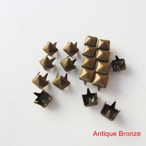 Rebites de pirâmide 9mm, rebites de bronze dourado prateado para costura, para sapatos - Product Image 2