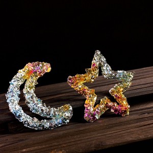Cristal de bismuth naturel, cristal de bismuth métallique, collection de minerai de bismuth, ornement de maison en forme d'étoile et de lune, spécimen d'enseignement de minerai <span class=keywords><strong>secret</strong></span> - Product Image 3