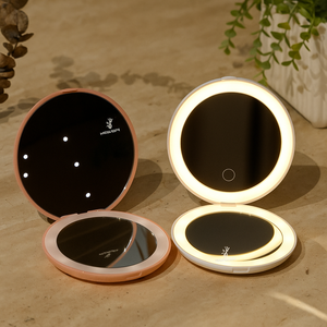 <span class=keywords><strong>Miroir</strong></span> de maquillage de voyage miniature à motif circulaire Newish 1x2x avec lumière LED magnétique, <span class=keywords><strong>miroir</strong></span> de poche, <span class=keywords><strong>miroir</strong></span> de courtoisie - Product Image 3