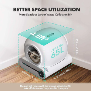 Bac à litière automatique intelligent 65L, nettoyage automatique, contrôle par application WiFi, grande capacité, toilette pour chat - Product Image 6