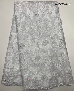 2024 Mới Nhất Cho Thụy Sĩ Voile Ren Nigeria Thêu Vải Màu Trắng Với Thạch Sexy Phong Cách Cho Trang Trí - Product Image 6
